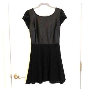 Black skater dress lace and leather details